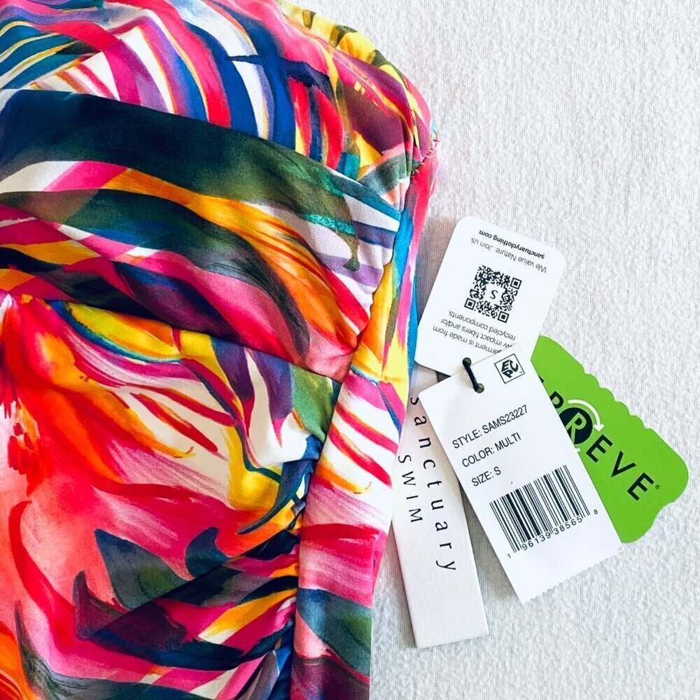 NWT bandeau 1-piece swimsuit 6 tropical colorful - Picture 5 of 12